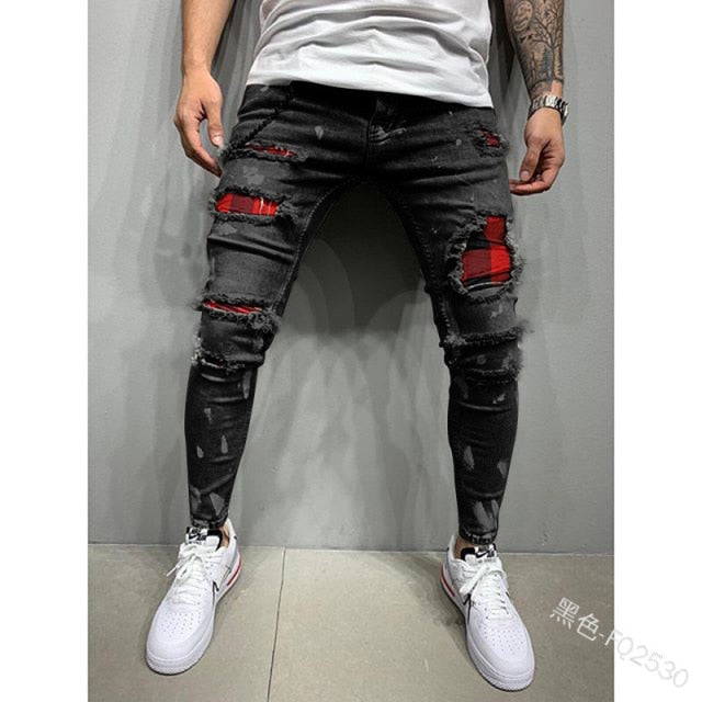 jeans Men's Ripped Skinny Jean pants Male Hip-hop Denim Trousers Street Leisure Harlan Motorcycle Hole jeans men 2021