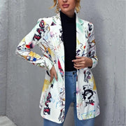 Vintage Letter Irregular Printing Blazer Women Jacket High Street Fashion 2021 New Plus Size Elegant Lady Coat American Stylish