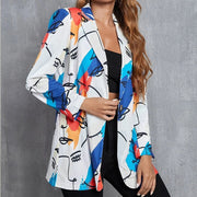 Vintage Letter Irregular Printing Blazer Women Jacket High Street Fashion 2021 New Plus Size Elegant Lady Coat American Stylish