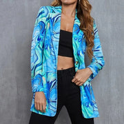 Vintage Letter Irregular Printing Blazer Women Jacket High Street Fashion 2021 New Plus Size Elegant Lady Coat American Stylish