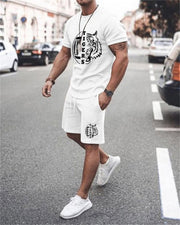 2021 Men's and Women's Hip-hop Suit 3D Summer Pattern T-shirt Suit Men's T-shirt Printing Men's T-shirt Shorts 2-piece Set