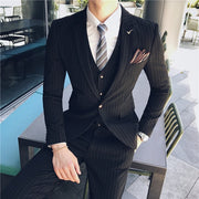 ( Jacket + Vest + Pants ) Boutique Fashion Mens Plaid Casual Business Suit High-end Social Formal Suit 3 Pcs Set Groom Wedding