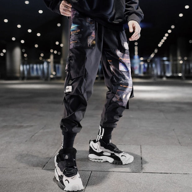 Man Pants New Fashion Streetwear Stitching Color Joggers Hip Hop Long Pants Men Elastic Waist Cargo Pants