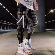 Man Pants New Fashion Streetwear Stitching Color Joggers Hip Hop Long Pants Men Elastic Waist Cargo Pants