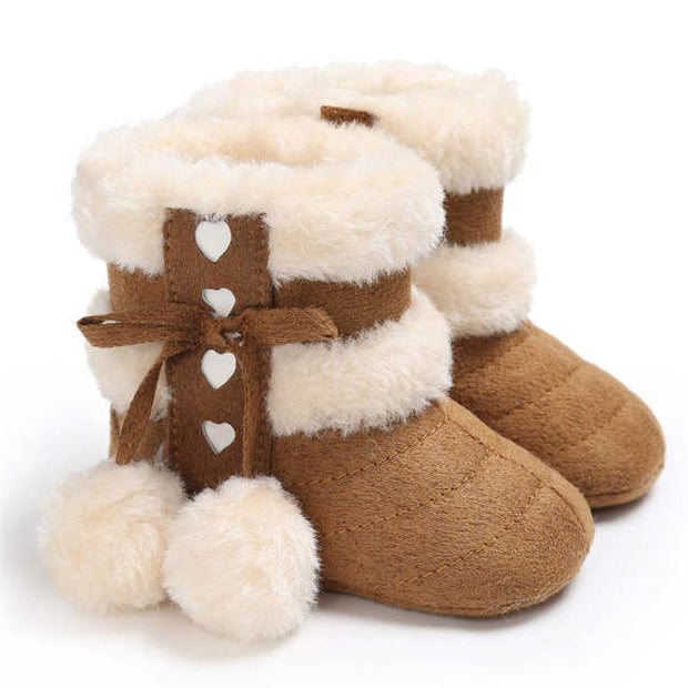 2019 Winter Snow Baby Boots 7-Colors Warm Fluff Balls Indoor Cottton Soft Rubber Sole Infant Newborn Toddler Baby Shoes