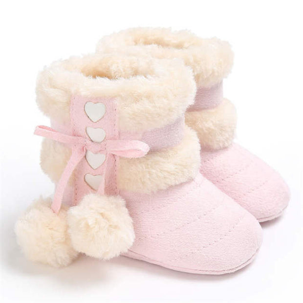 2019 Winter Snow Baby Boots 7-Colors Warm Fluff Balls Indoor Cottton Soft Rubber Sole Infant Newborn Toddler Baby Shoes