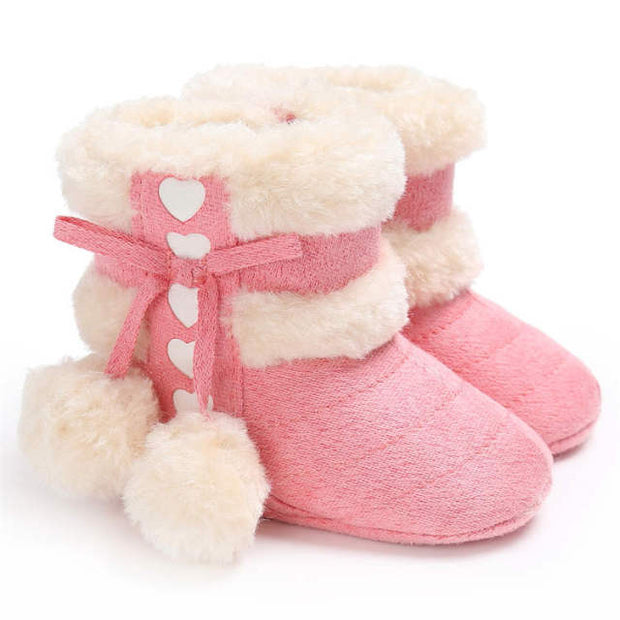 2019 Winter Snow Baby Boots 7-Colors Warm Fluff Balls Indoor Cottton Soft Rubber Sole Infant Newborn Toddler Baby Shoes