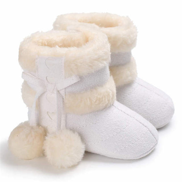 2019 Winter Snow Baby Boots 7-Colors Warm Fluff Balls Indoor Cottton Soft Rubber Sole Infant Newborn Toddler Baby Shoes