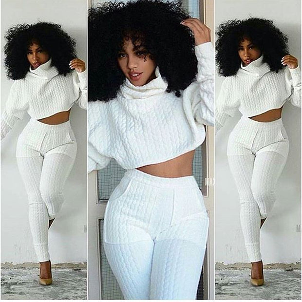 Women 2 Piece Sets Knit Fitted Crop Tops Casual